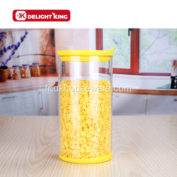 Snacks en verre Banque de rangement de grains avec couvercle en plastique